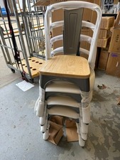 Bolero Bistro Side Chairs with Wooden Seat Pad Gun Metal (4 Pack)