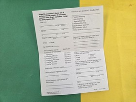 Turbografx 16 Registration Card Insert