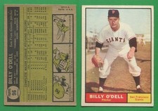 1961 Topps Baseball ~~~ BILLY O'DELL ~~~ No. 96 ~~~ Free S/H