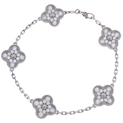 Van Cleef & Arpels Vintage Alhambra 5 Motive Armband Diamant 750WG P0064405