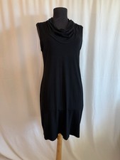 Eileen Fisher Black Cowl Neck Sleeveless Minimalist Dress - Size Small