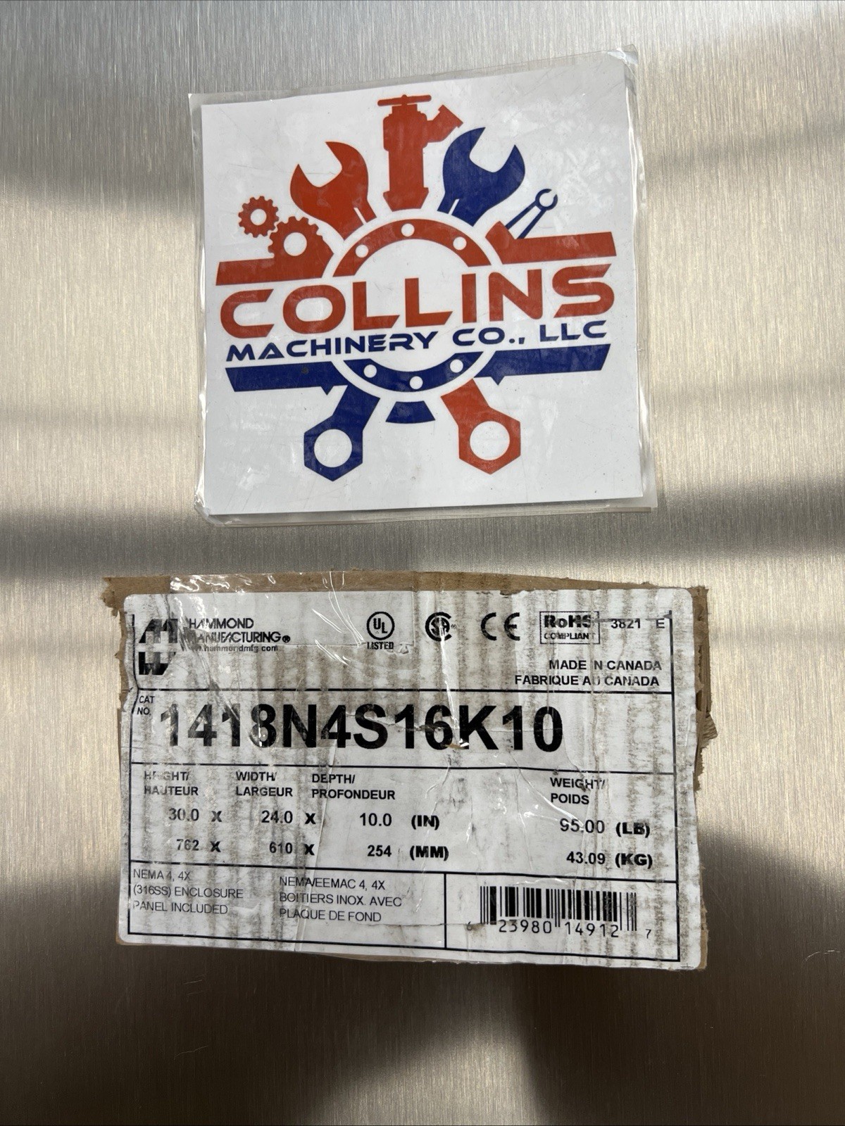 Hammond Manufacturing 1418N4S16K10, N4X Wallmount Encl w/panel 30x24x10, 316 SS