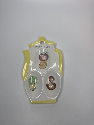 Vintage Ceramic Japan Teapot Shaped Kitchen Spoon Rest Onion Potato Veggies