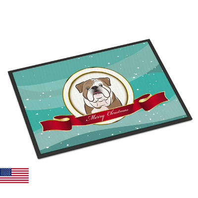 Caroline's Treasures BB1529MAT English Bulldog Merry Christmas Doormat 18x27 Fro