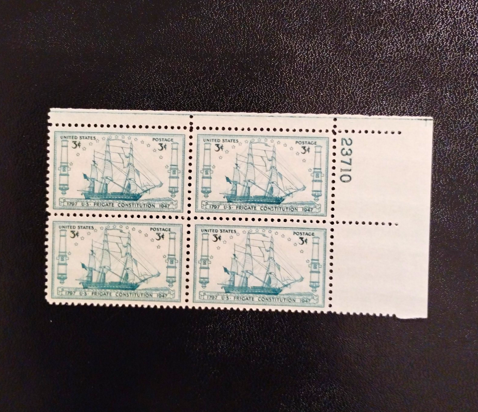 United States Frigate Constitution 3¢ Green Plate Block of 4 MNH #23710