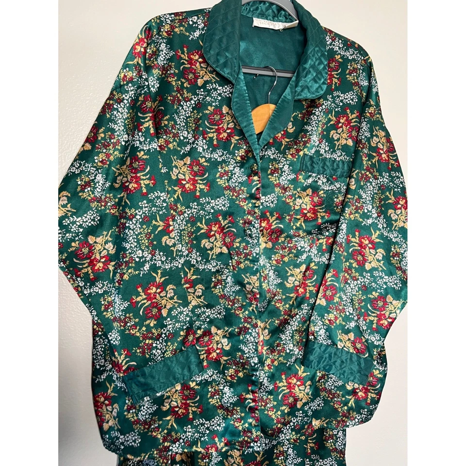 Conjunto de pijama de satén con etiqueta dorada vintage de Victoria's Secret verde para mujer L Foto 2 de 4