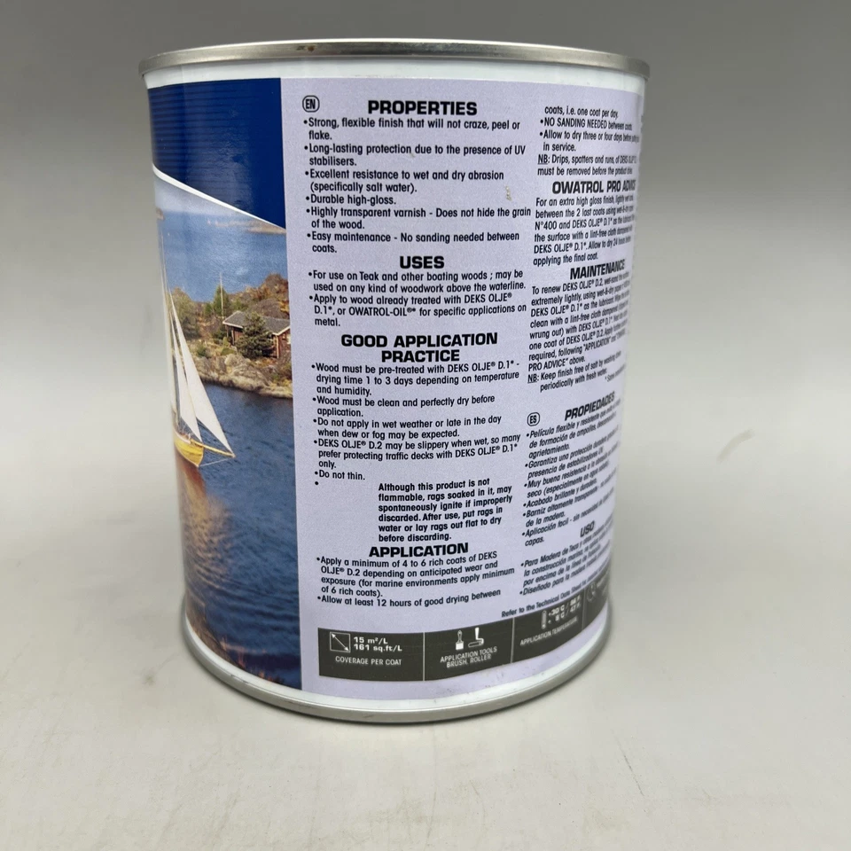 Owatrol Deks Olje D2, barniz de aceite para madera, madera interior y exterior, acabado de alto brillo Foto 3 de 4