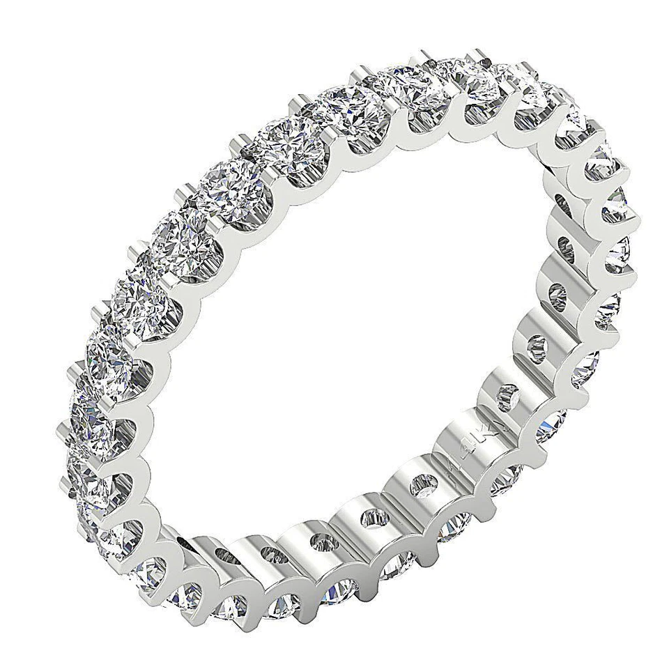 Anillo de aniversario de eternidad conjunto de puntas de diamantes cultivados en laboratorio VS F 1,50 quilates oro rosa de 14 quilates Foto 4 de 4