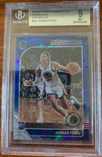 2019/20 Hoops Premium Stock Prizms Blue Cracked Ice #223 Jordan Poole BGS 9