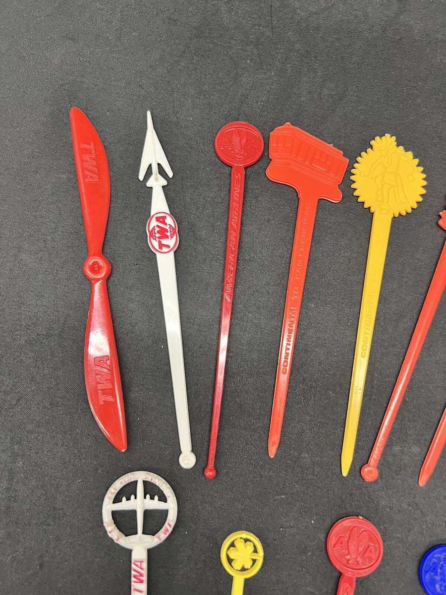 Vtg Airlines Travel Themed Cocktail Swizzle Stir Sticks Vintage