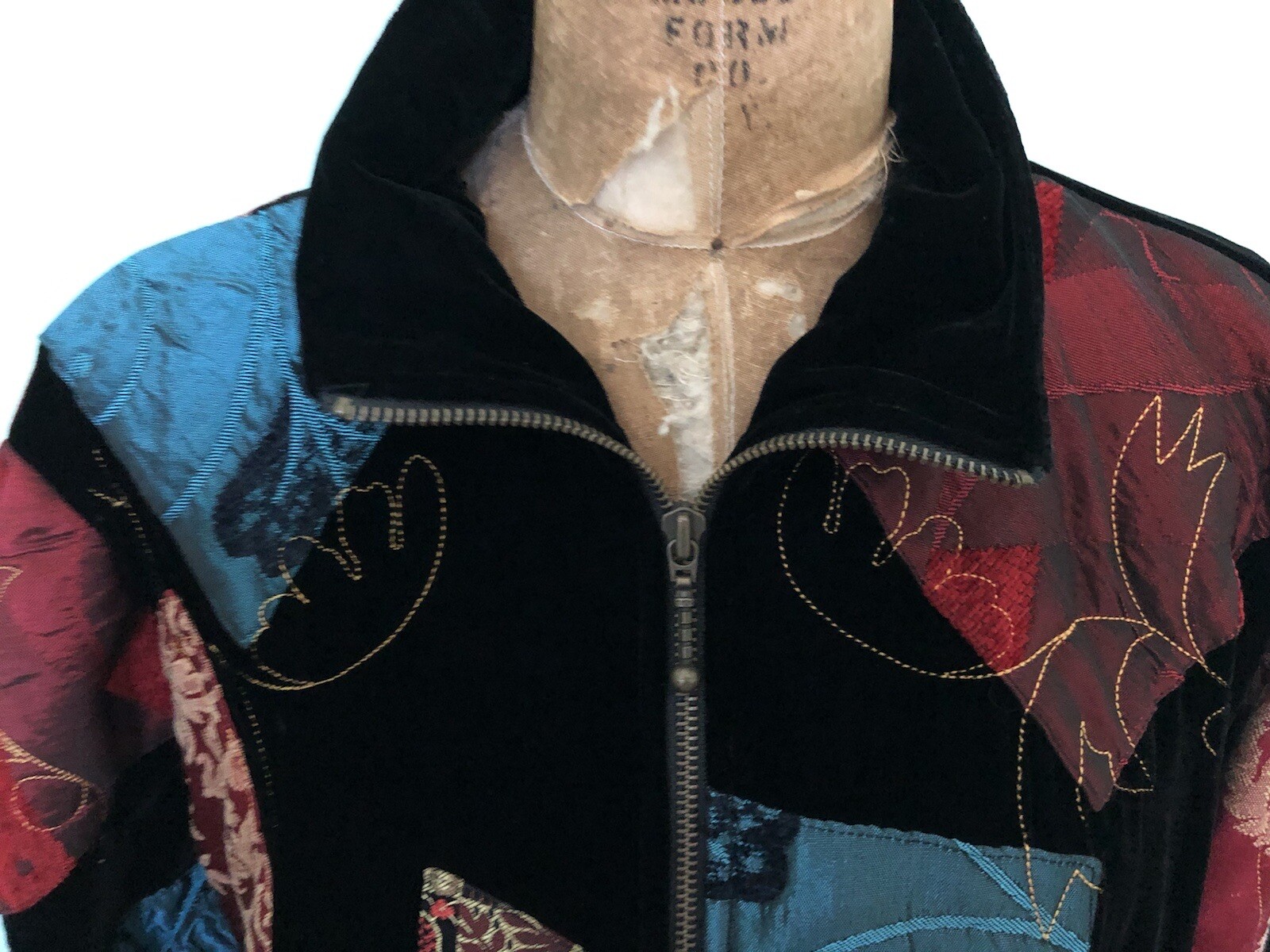 CHICO’S DESIGN JACKET COLORFUL PATCHWORK VELVET E… - image 2