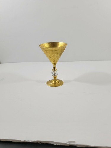 Vintage Gold Tone Brass Metal Cordial Chalice Cup Textured 4" - Picture 10 of 11