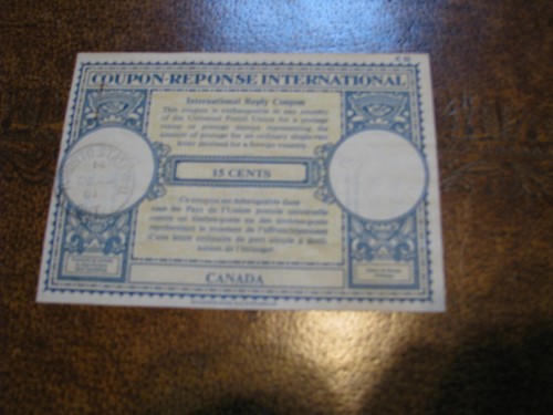Canada UPU IRC International Reply Coupon 1961 EBay