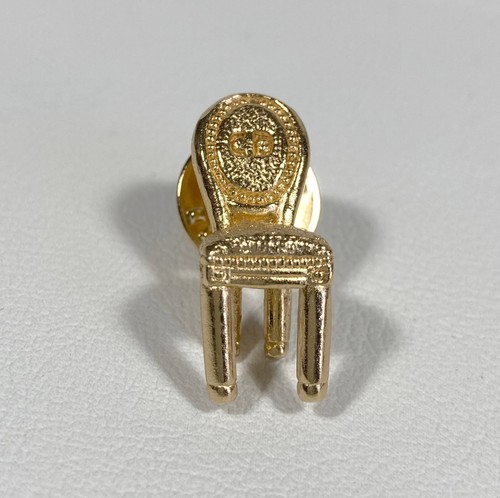 Vintage CHRISTIAN DIOR Gold Logo Chair Lapel Tie Pin 1980s 24K Gold Electroplate - Picture 11 of 12