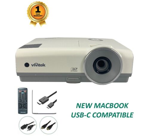 ViviTek D851 DLP Projector 3000 Lumens HD 3D - New MacBook Mac USB-C Compatible - Picture 1 of 7