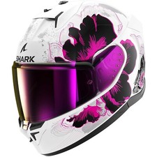 CASCO MOTO INTEGRALE SHARK D-SKWAL 3 MAYFER BIANCO ROSA DOPPIA VISIERA TG S