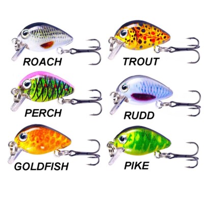 Micro Barsch Angelköder Mini Schwimmkurbeln Forellendöbel 6 x Realscale Baits