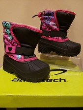 New ATHLETECH Toddler Girls US Sz 6 M Winter Snow Boots PINK/BLACK Animal Print