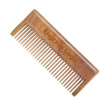 Customized LOGO-Natural GreenSandalwood Comb Square Beard Comb Wide Tooth Brush