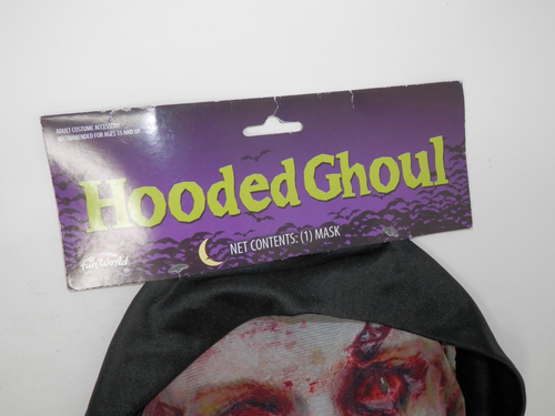 Fun World Hooded Ghoul Mask - Adult Zombie Face Undead Hood Costume Cosplay NEW - Picture 4 of 6