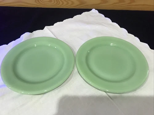 Fire King Jadeite Restaurant Ware 6 3/4" Salad Plate Mid Century Modern Set 2