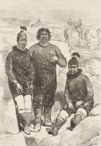 Unknown (19th century), North Pole Expedition. Greenlanders in Godhaven, circa 1876, HSt. - Picture 1 of 4
