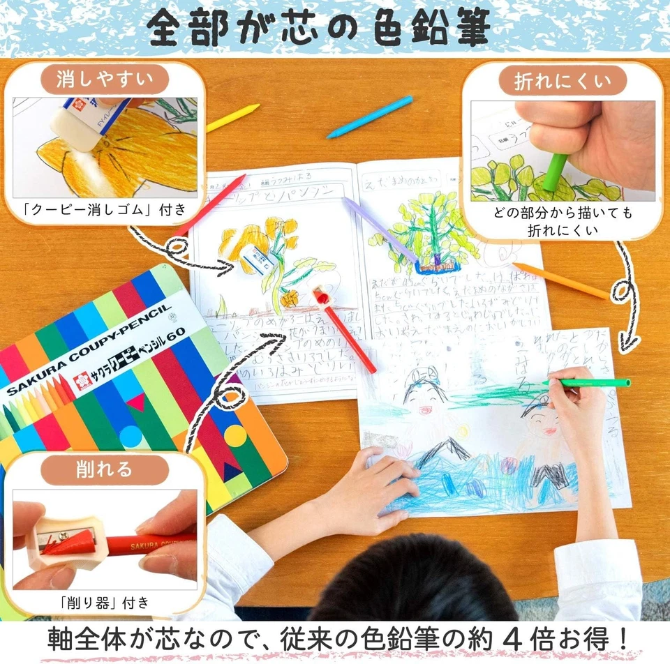 Sakura Craypas Color Pencils Coupie, 60 colors in a can, 3 FY60(3) New - Image 3 of 4