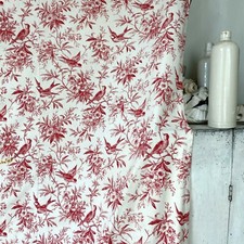 Bird and floral printed antique fabric 1860s ...