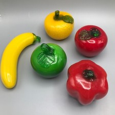 Lot of 5 Vintage Blown Glass Fruit/Veggie Murano Style Decor