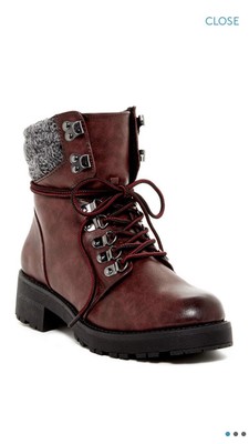 wine colored combat boots