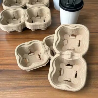 50 Stück Getränkehalter Getränkehalter Tablett Papierträger Tee Kaffee Heiß & Kalt Getränk