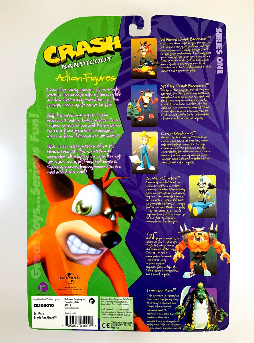 1998 ReSaurus Crash Bandicoot Series 1 Action Figure SEALED Jet