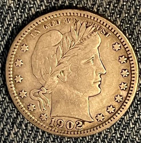 1902 barber Quarter , VF / XF