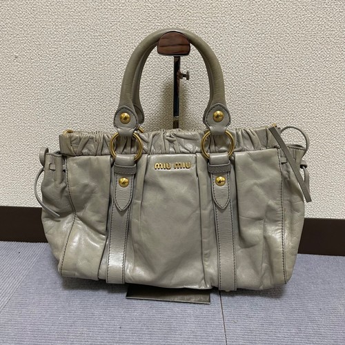 Miu Miu 2way bag with side ribbon, madras leather, light green - Picture 3 of 22