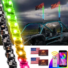 2X 4FT LED Spiral Chasing RGB Whip Light Antenna ATV Fits Polaris RZR Off-Road
