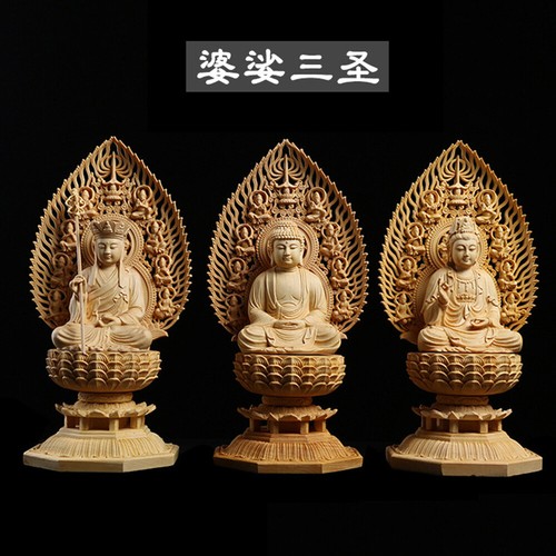 Carving Cypress Wood Shakyamuni Buddha Statue Hand Carved Sculpture Crafts - Picture 10 of 10