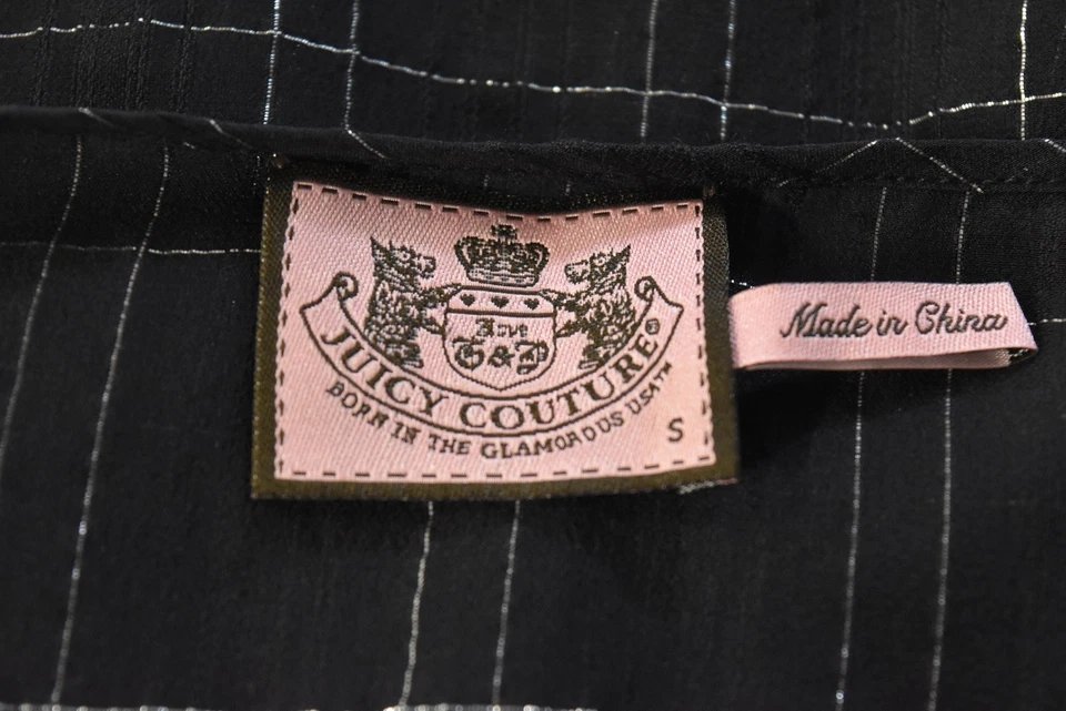 Blusa sin mangas Juicy Couture para mujer talla S negra a cuadros metálica Foto 4 de 4