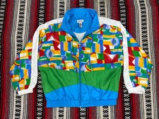Vtg Lavon Windbreaker Jacket Womens Size XL Full Zip Retro Geometric Color Block