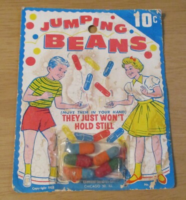 VTG 1955 CHILD'S Game/Toy~'JUMPING BEANS'~Chicago IL~Chemical SUNDRIES CO~