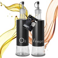 2X GewüRzbehäLter Glas Essigflasche ÖLspender Essig Spender BehäLter Schwarz