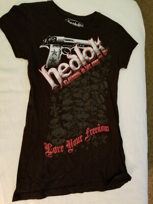 Hedlock Gun & Skulls Love your Freedom size Medium Women's
