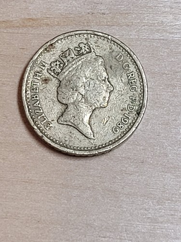 Great Britain 1 Pound coin, 1989. KM# 959, nickel-brass. Elizabeth II. Thistle. - Picture 2 of 4