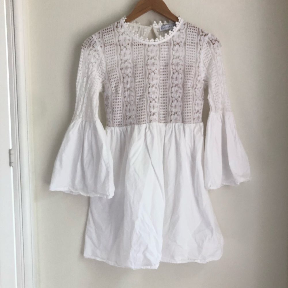 Endless Rose Size Small White Lace Mini Dress Bell SLeeve | eBay Endless Rose Size Small White Lace Mini Dress Bell SLeeve | eBay