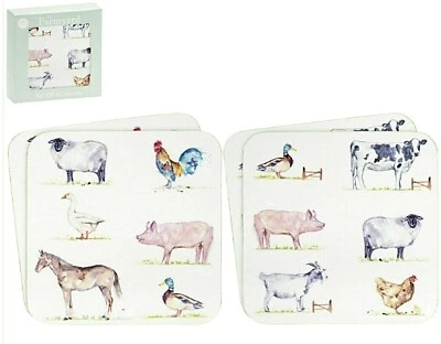 4er Set Untersetzer The Farmyard Tiere Korkunterseite The Leonardo Collection - Bild 1 von 3