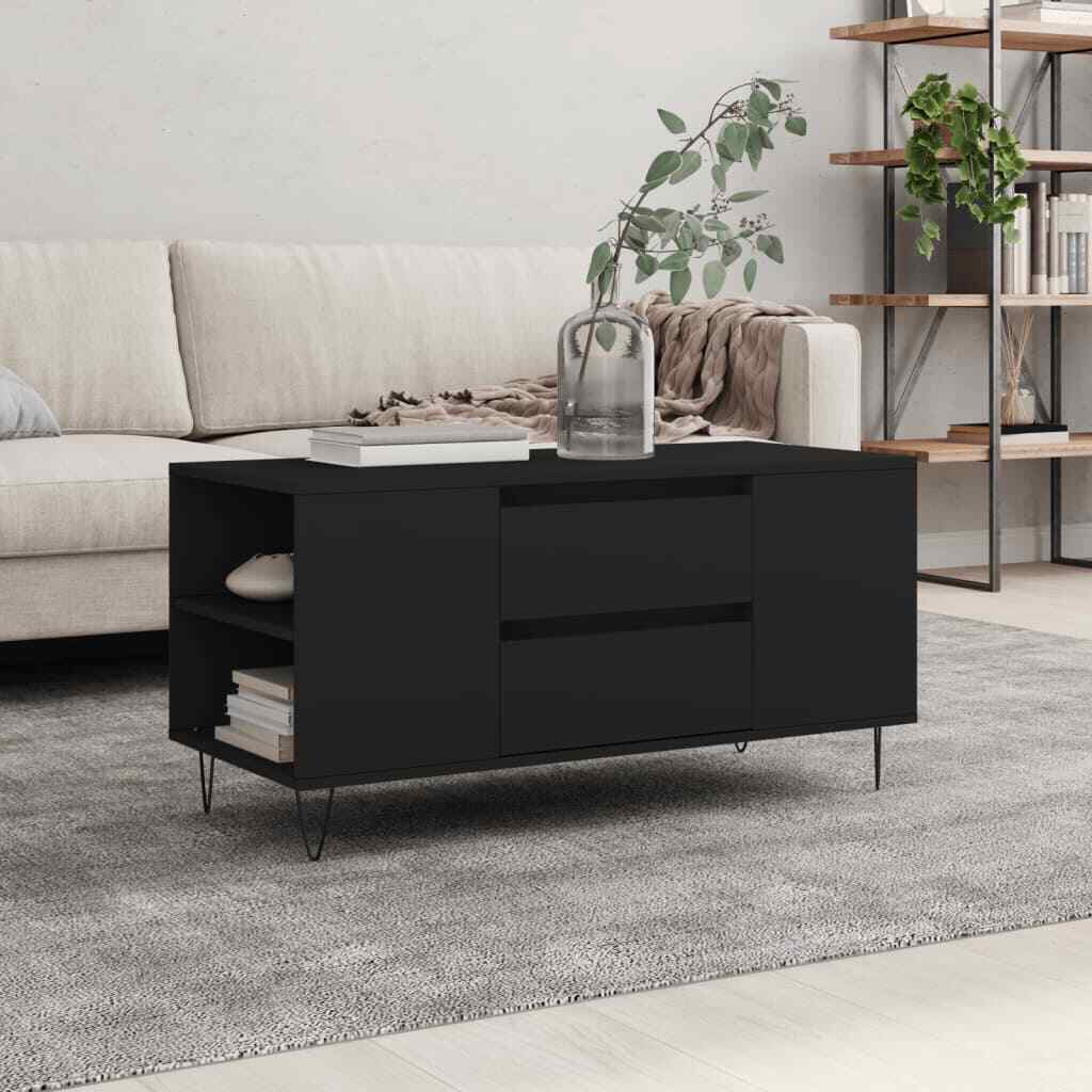 vidaXL Coffee Table Black 102x44.5x50 cm Engineered Wood