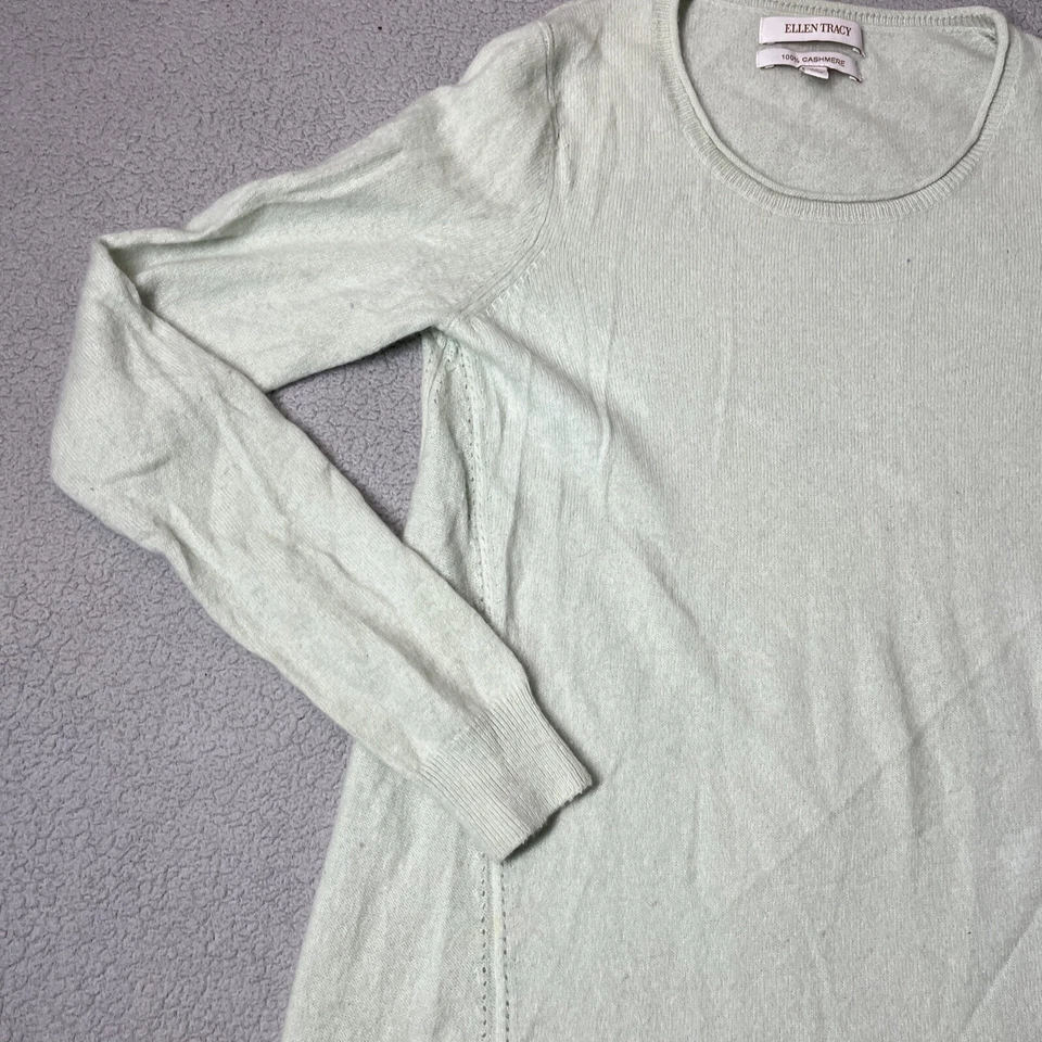 Suéter Ellen Tracy Verde 100% Cachemira Manga Larga Preppy Talla M Foto 2 de 4