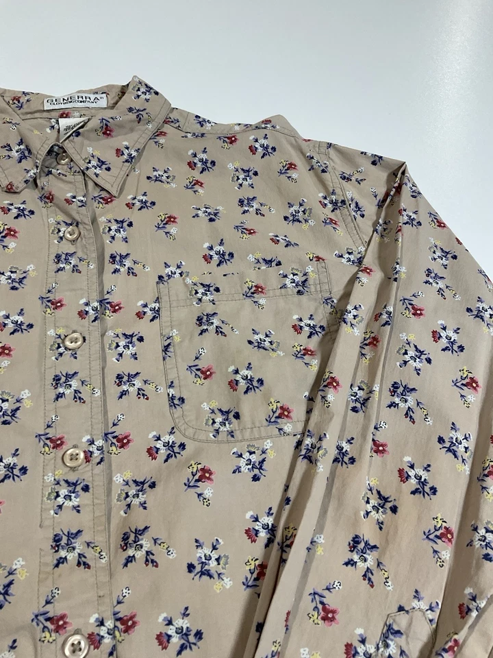 Vintage Generra Floral Button Up Shirt Sz S/M Preppy Novelty Print 90s - Image 3 of 4