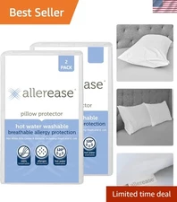 AllerEase Breathable Pillow Protectors - 2 Pack, Standard/Queen Size for Comfort