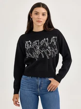 SALE! Women's Wrangler Horse Intarsia Crew Neck Sweater - 100% AUTHENTIC - New