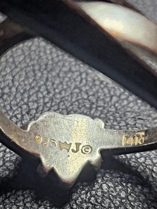 Vintage Sterling Silver Ring .925 with Gold Inlay Heart Ring,